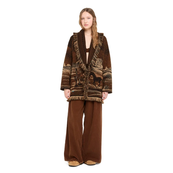 Alanui Wild Wild Cardigan in Coffee Multicolour