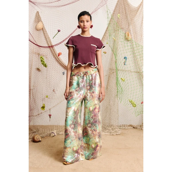 Alemais Bonetta Burgundy Crop Tee