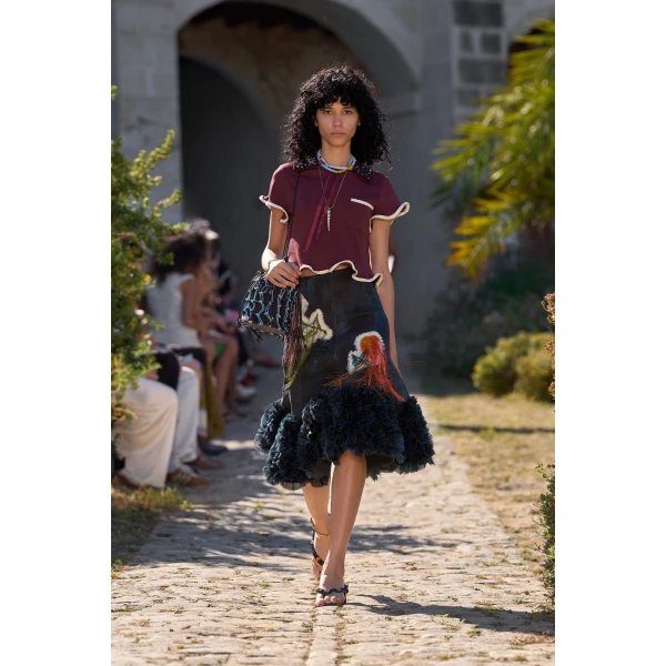 Alemais Bonetta Burgundy Crop Tee