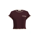 Alemais Bonetta Burgundy Crop Tee | T-shirts | Coveti