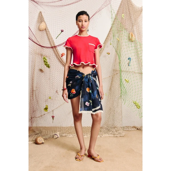 Alemais Bonetta Red Crop Tee