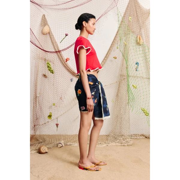 Alemais Bonetta Red Crop Tee