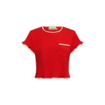 Alemais Bonetta Red Crop Tee | T-shirts | Coveti