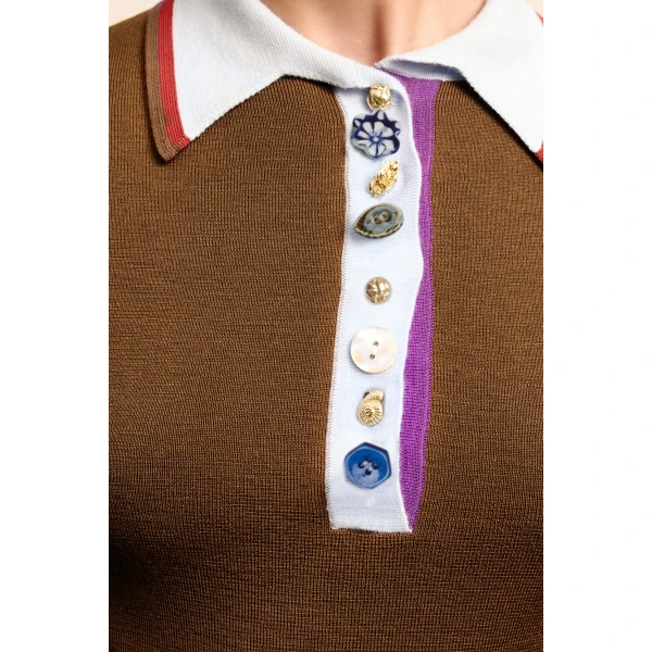 Alemais Josefina Chocolate Knit Polo