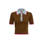 Alemais Josefina Chocolate Knit Polo | Sweaters | Coveti