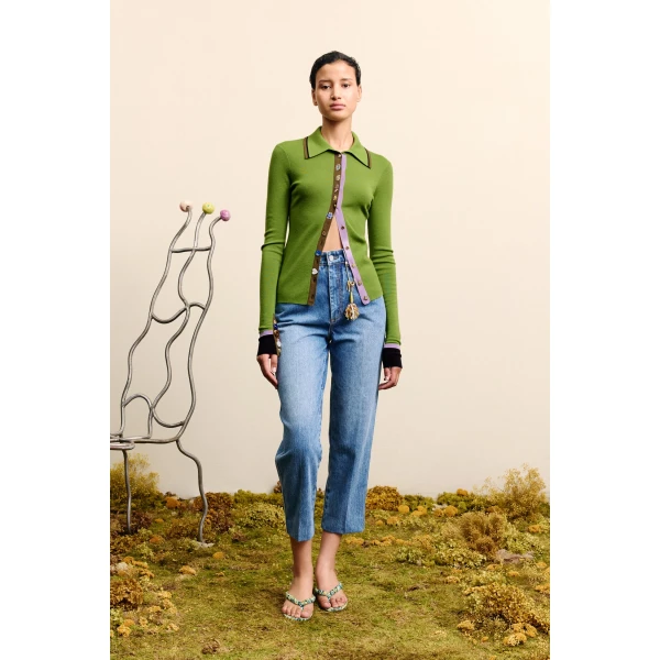 Alemais Josefina Green Fitted Cardigan