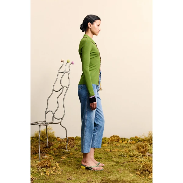 Alemais Josefina Green Fitted Cardigan