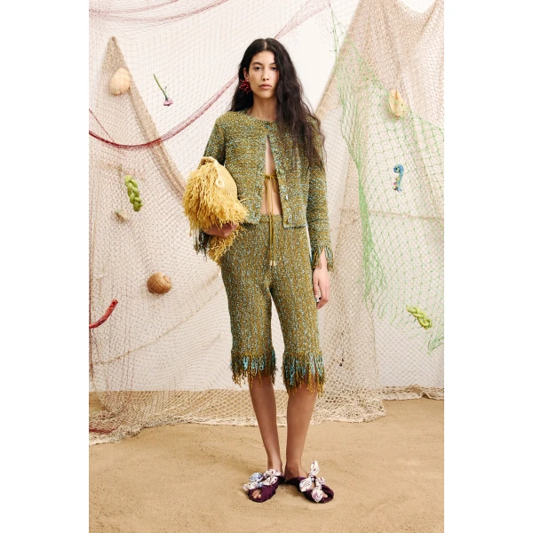 Alemais Nieve Khaki Sequin Cardigan