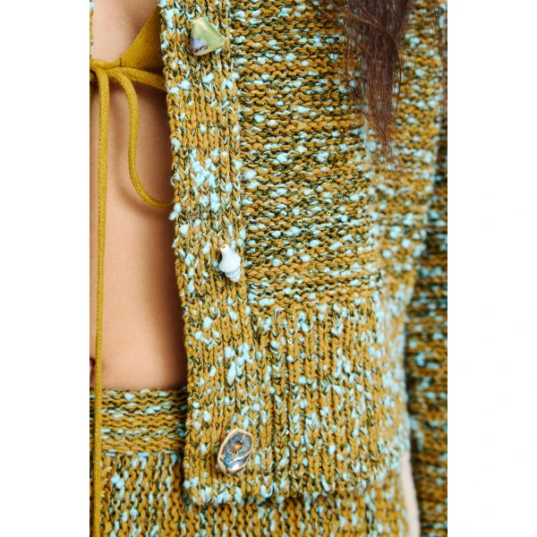 Alemais Nieve Khaki Sequin Cardigan