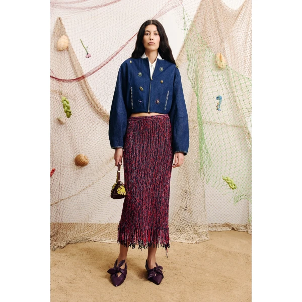 Alemais Nieve Sequin Knit Skirt