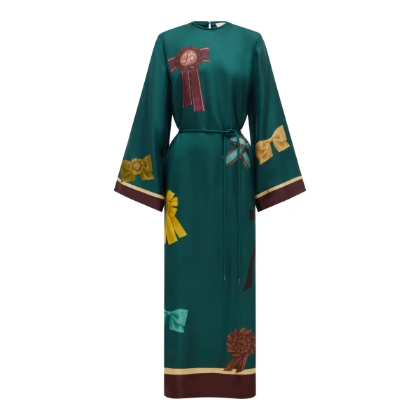 Rosette Silk Midi Dress