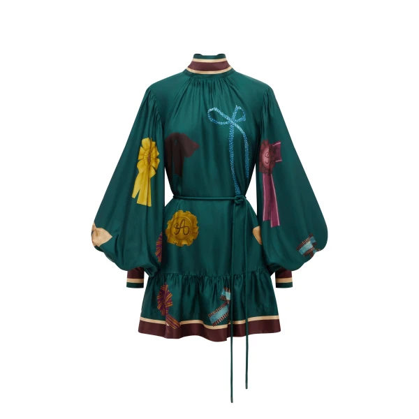 Rosette Silk Mini Dress