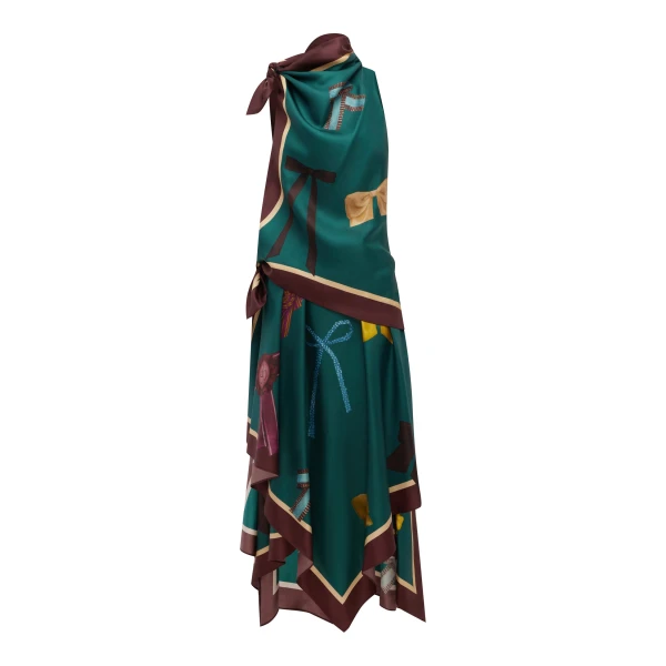 Alémais Rosette Silk Scarf Midi Dress