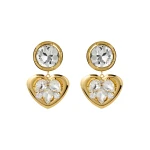Alessandra Rich Crystal Earrings with Heart Pendant in Crystal and Gold