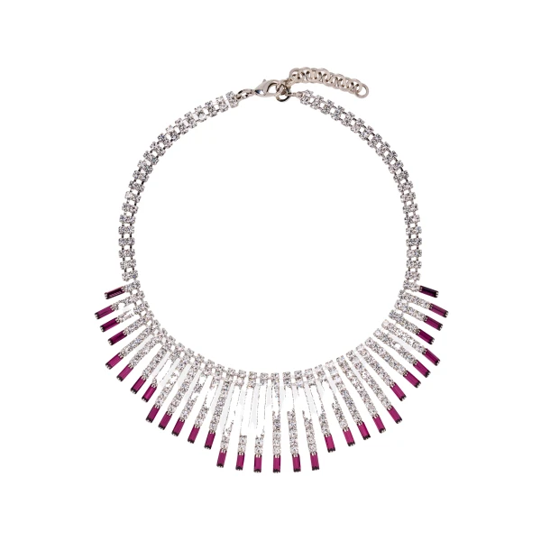 Alessandra Rich Crystal Necklace with Embellishment in Violet Crystal and Silver
