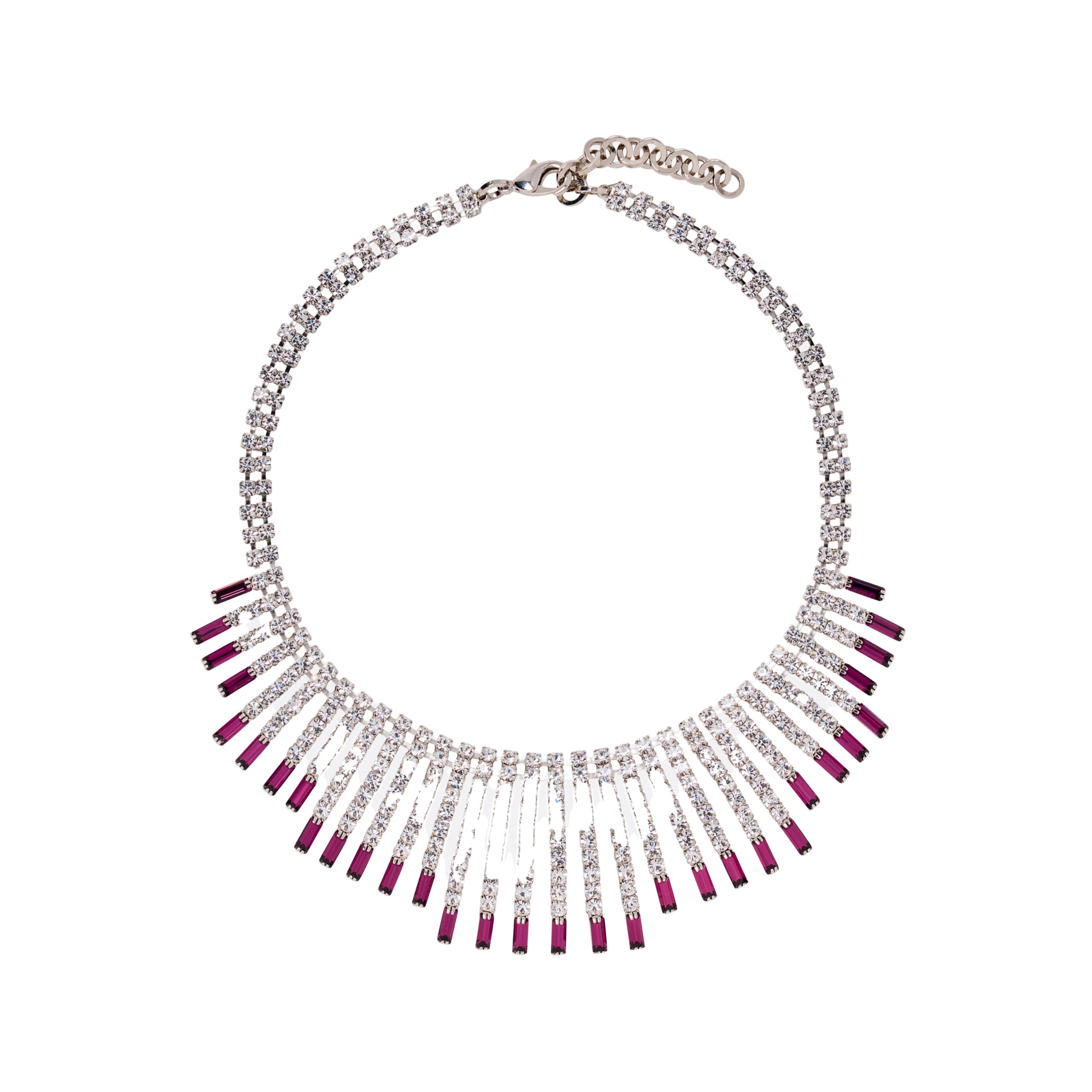 Alessandra Rich Crystal Necklace with Embellishment in Violet Crystal and Silver Alessandra Rich Crystal Necklace with Embellishment in Violet Crystal and Silver