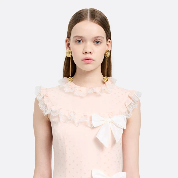 Alessandra Rich Flower Drop Earrings in Gold, view 2