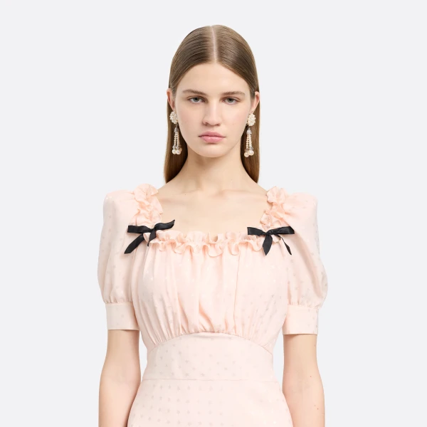 Alessandra Rich Pearl Earrings with Fringes in Pearl and Silver, view 2