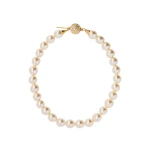 Alessandra Rich Pearl Necklace with Crystal Embellishment in Pearl and Gold