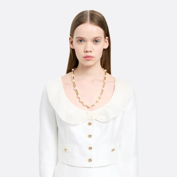 Alessandra Rich Pearl and Gold Necklace, view 2