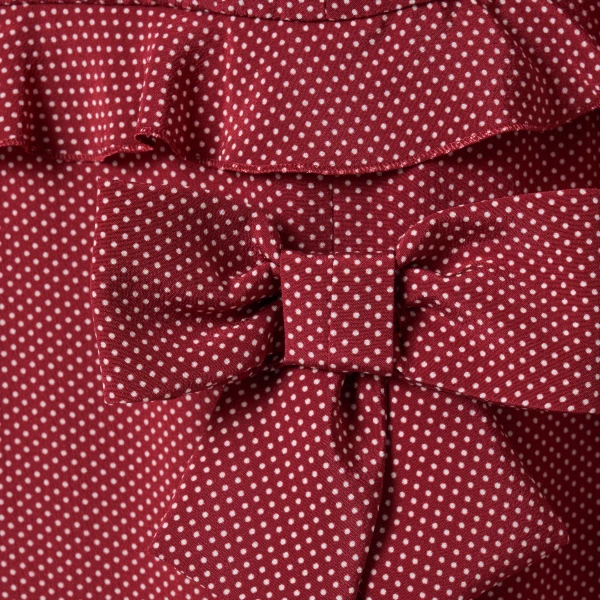 Alessandra Rich Polka-Dot Silk High Neck Midi Dress in Bordeaux and White, view 6