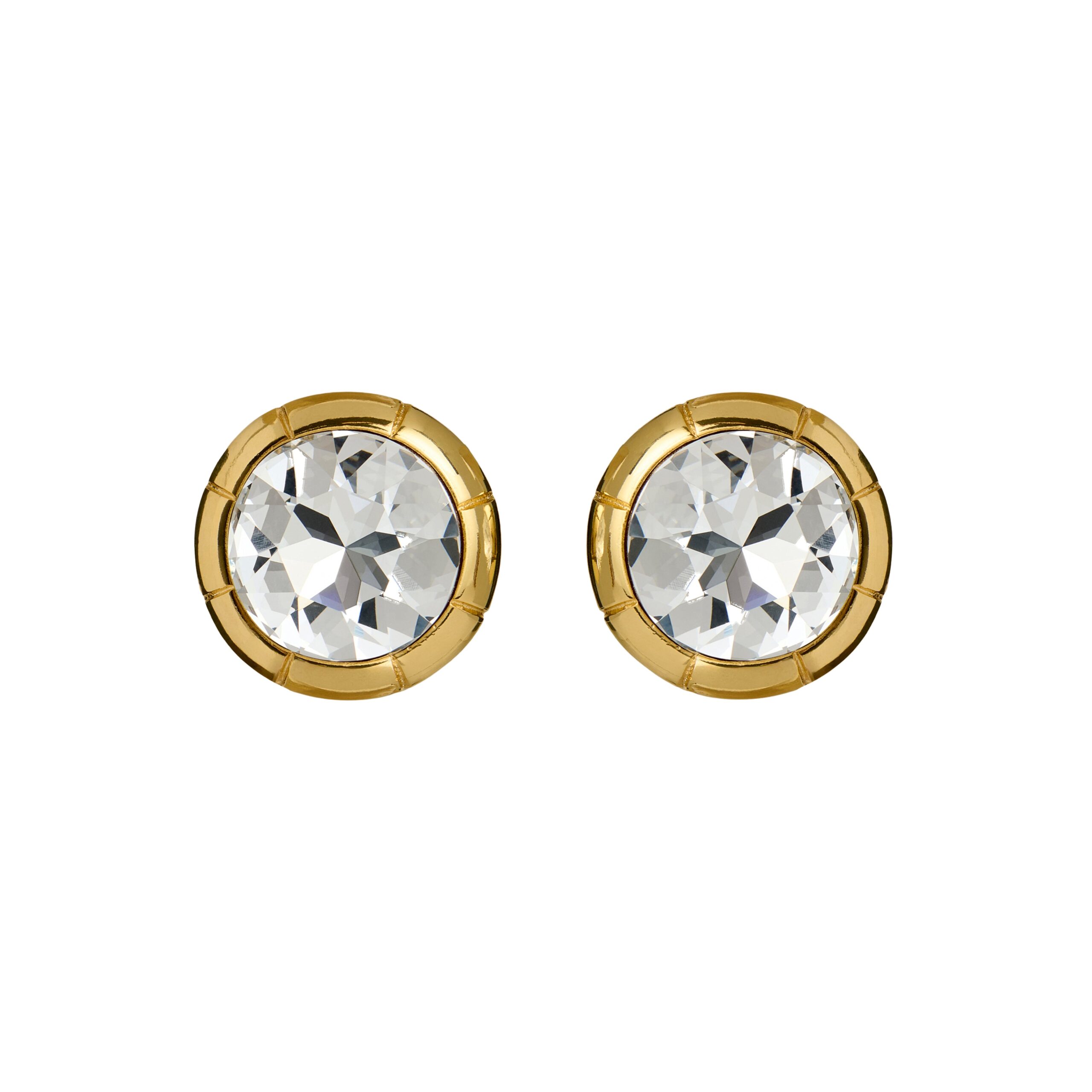 Alessandra Rich Round Metal and Crystal Earrings in Crystal and Gold Alessandra Rich Round Metal and Crystal Earrings in Crystal and Gold