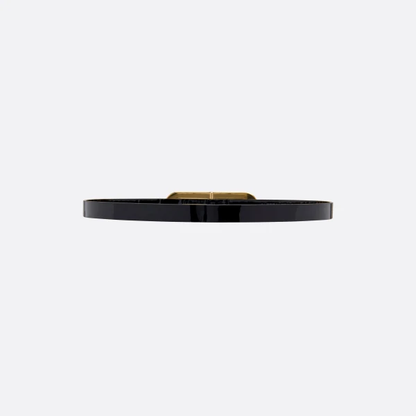 Alessandra Rich Slim Leather Belt with Crystal Buckle in Black, view 4