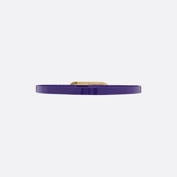 Alessandra Rich Slim Leather Belt with Crystal Buckle in Purple, view 4