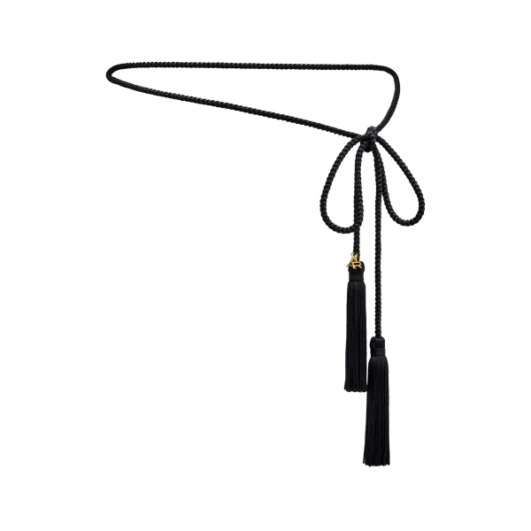 Alessandra Rich Torchon Belt with Tassels in Black