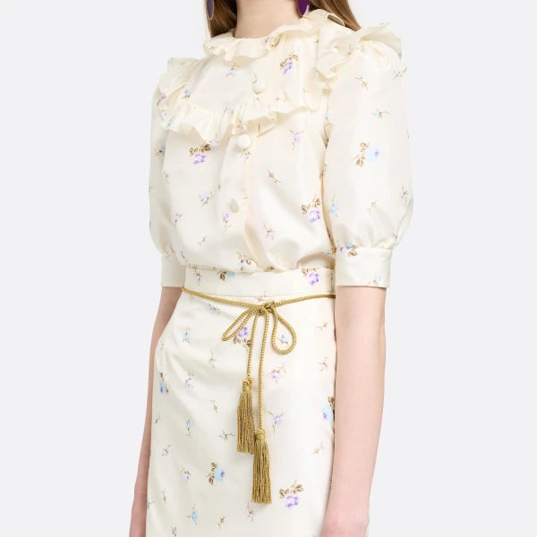 Alessandra Rich Torchon Belt with Tassels in Gold, view 2