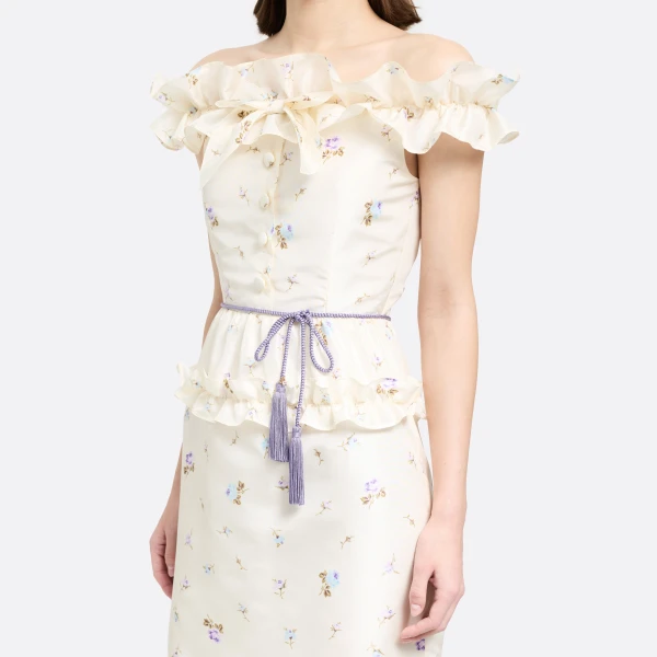 Alessandra Rich Torchon Belt with Tassels in Lilac, view 2
