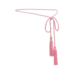 Alessandra Rich Torchon Belt with Tassels in Pink