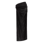 Alex Perry Asymmetric Drape Skirt in Leopard Lace, Black | Maxi Skirts | Coveti