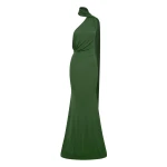 Alex Perry One Shoulder Scarf Gown in Dry Jersey, Forest Green | Evening Gowns | Coveti