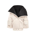 Alex Perry Oversize Biker Jacket in Shearling, White | Shearling Jackets | Coveti