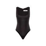 Alex Perry Scoop Singlet Bodysuit in Leather, Black | Bodysuit | Coveti