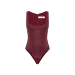 Alex Perry Scoop Singlet Bodysuit in Leather, Cherry | Bodysuit | Coveti