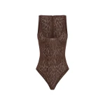 Alex Perry Scoop Singlet Bodysuit in Leopard Lace, Brown | Bodysuit | Coveti