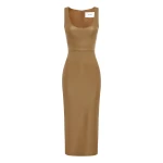 Alex Perry Scoop Singlet Dress in Leather, Dijon | Maxi Dresses | Coveti