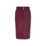 Alex Perry Skirt in Leather, Cherry | Leather Skirts | Coveti