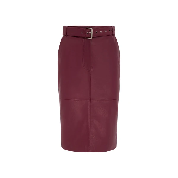 Skirt in Leather, Cherry