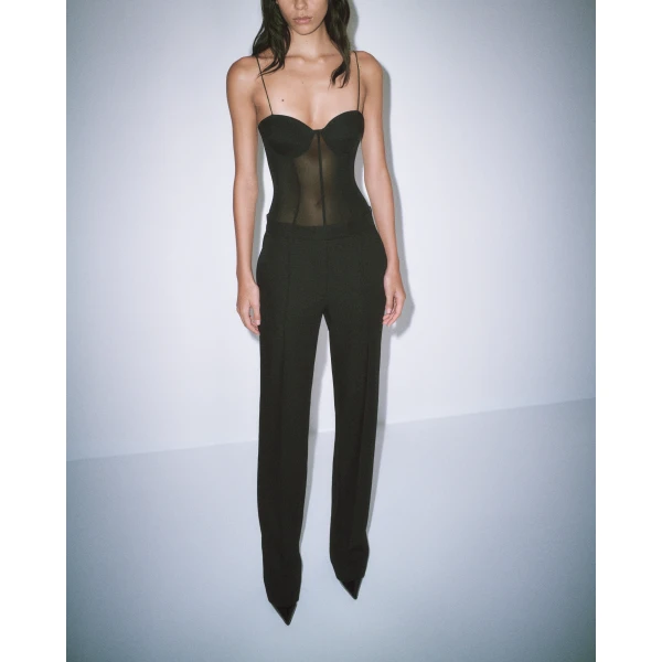 Alex Perry Straight Trouser in Wool Suiting, Black