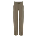 Alex Perry Straight Trouser in Wool Suiting, Sage | Tailored pants | Coveti