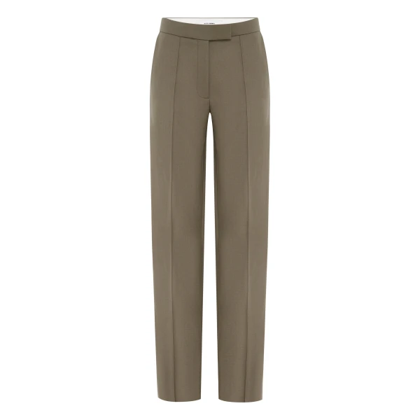 Straight Trouser in Wool Suiting, Sage