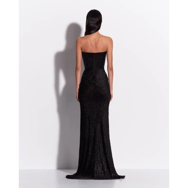Alex Perry Strapless Drape Gown in Devoré, Black