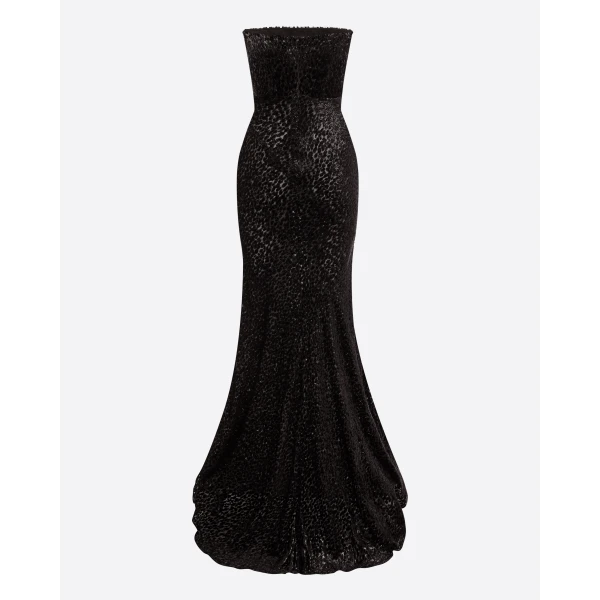 Alex Perry Strapless Drape Gown in Devoré, Black