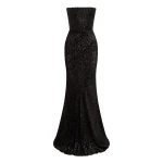 Alex Perry Strapless Drape Gown in Devoré, Black | Evening Gowns | Coveti