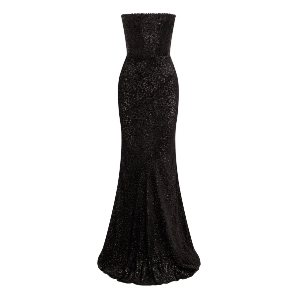 Strapless Drape Gown in Devoré, Black