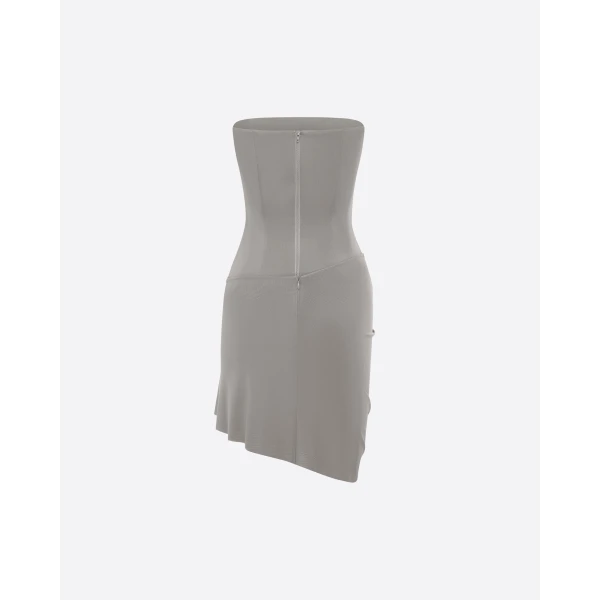 Alex Perry Strapless Drape Mini Dress in Stretch Mesh, Grey