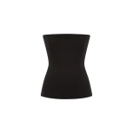 Alex Perry Strapless Longline Corset Top in Wool Suiting, Black | Sleeveless | Coveti